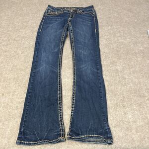 L.A. Idol Women’s Boot Cut Jeans in Dark Blue with Contrast Stitching $6 Size 7